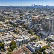 Aerial View of Vues on Gordon with Downtown LA in the Background